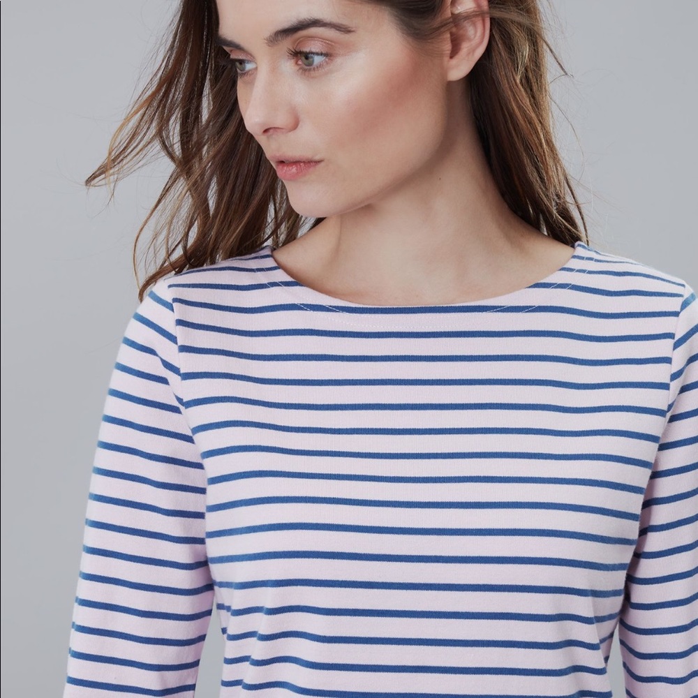 JOULES HARBOUR LONG SLEEVE PINK & NAVY JERSEY TOP